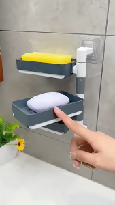 2/3/4 Rotating Drain Soap Holder Wall Hanging Self-Adhesive Perforated Soap Dish Rack Box for Bathroom and Kitchen