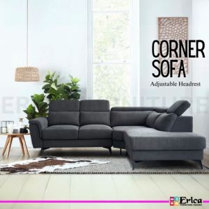 [Erica Furniture] Oasis Corner Sofa/ Water Repellent/ Fabric Corner Sofa/ Adjustable Headrest/ Small Corner Sofa