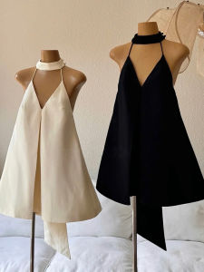 Sweet Halter Neck Backless Dress for Small Frames Party Wear