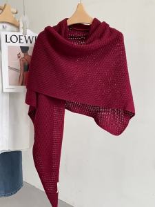 CAIENGE | Warm Autumn Winter Shawl Red