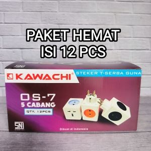 ( PAKET ISI 12 PCS ) KAWACHI COLOKAN STEKER T DATAR SERBAGUNA CABANG 5 OS-7