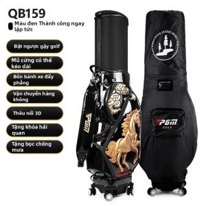 PGM | Túi Du Lịch Golf Có Vỏ Cứng Co Dãn Đưa Lên Máy Bay Thêu Hình Ngựa Zodiac 4 Bánh