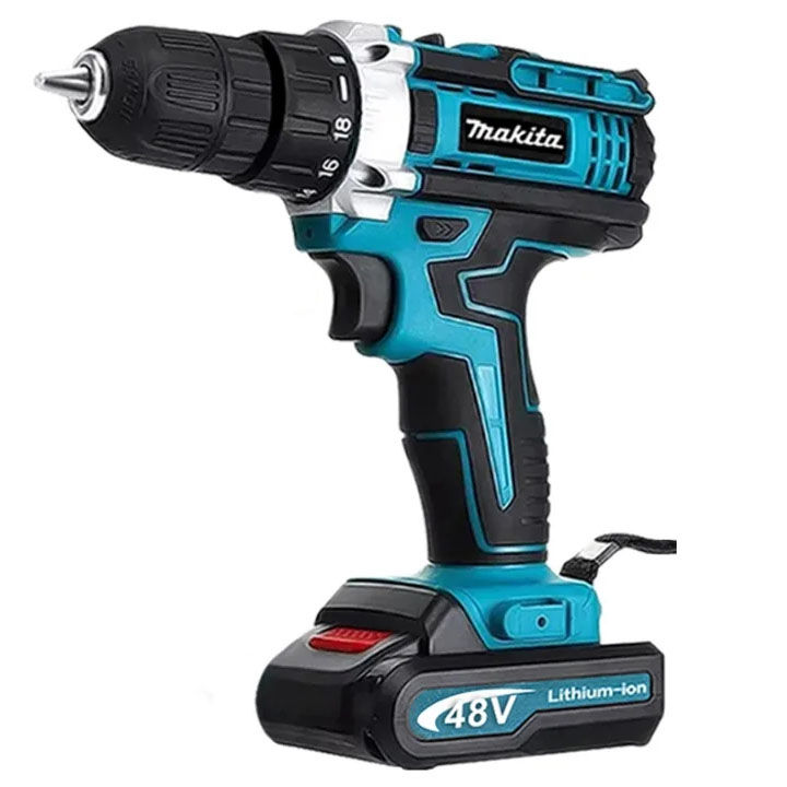 48V Cordless Drill Wireless Drill Makita Cordless Drill 2x Battery Heavy Duty Drill Screwdriver LED Light Portable Rechargeable Drill Japan Made Wood Working Machine