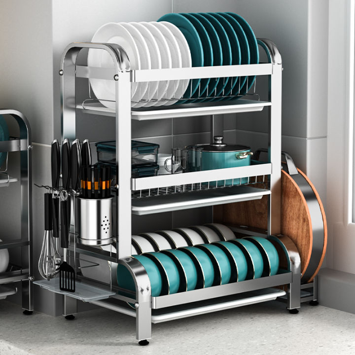 304 Stainless Steel Kitchen Dish Rack Household Countertop Dish Storage