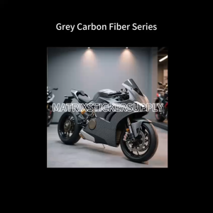 PREMIUM 6D CARBON FIBER GREY MOTOR STICKER (152CM-Custom)Pelekat Stickers Kilat Wrapping Full Body Vinyl Wrap Film