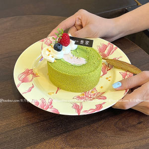 Retro Style Ceramic Dinner Plate for Afternoon Tea Dessert Italian Pasta Salad Violet Blue Glazed under Color round Shape Plate