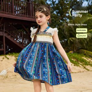 Ask Junior | Fashion Flying Sleeve Light and Breathable Ethnic Style Childrens Dress