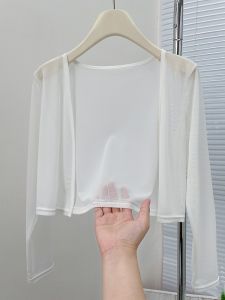 Áo Khoác Chống Nắng Mùa Hè 2024 Áo Khoác Ngoài Mỏng Áo Khoác Cardigan Hở Vai Áo Khoác Dài Tay Cổ Chữ V Màu Trơn Áo Khoác Ngoài Cho Nữ