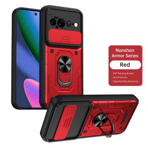 szhaiyu | Armor Shockproof Phone Case Slide Camera 360° Rotatable Ring Kickstand Magnetic Cover for Google Pixel 10Pro 11Pro 10 11 Pro XL
