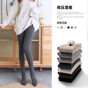 Womens Fleece Lined Thin Leggings Pants Autumn Winter Warm Trousers Inner Wear Black Grey Pantyhose Long Pants Triacetate Fiber