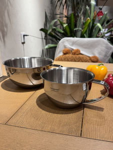 Bát Đựng Trứng Bằng Thép Không Gỉ 304 Dày Kiểu Đức Có Tay Cầm Bát Đựng Sữa Chua Sáng Đa Năng Bát Đựng Thức Ăn Sáng Dày