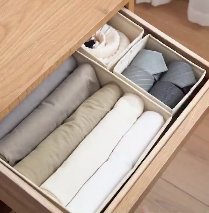 1/3PCS Cotton Linen Clothes Storage Bins Foldable Wardrobe Storage Organizer Drawer Non-woven Storage Organization Open Drawer Organization Folding Storage