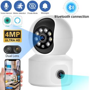 4MP Baby Monitor 2K WiFi PTZ Camera Dual Screen Auto Tracking Night Vision Indoor Home Security IP CCTV Surveillance Camere