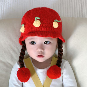 เด็กทารก หมวกถักเปียผมปลอมสําหรับ ฤดูใบไม้ร่วง ฤดูหนาว หมวกป้องกันหูสําหรับเด็กผู้หญิงทารกแรกเกิดขนาดเล็กเด็กวัยหัดเดิน