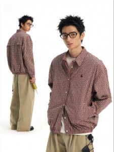 JNXS | Classic Plaid Embroidery Vent-back Casual Jacket