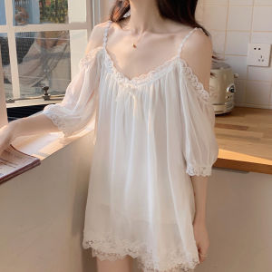 V.C.I | Sweet Lace Spaghetti Strap Summer Womens Sleepwear Set
