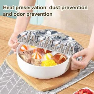 Aitemay 100Pcs Aluminum Foil Food Insulation Cover Thickened Kitchen Fresh-Keeping Food Storage Wrap Microwave Safe Food Cover