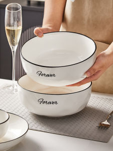 Bát Ăn Phở Cỡ Lớn Bằng Gốm Sứ Trắng Dùng Trong Gia Đình 6-8 Inch Bát Đựng Súp Đơn Sắc Kiểu Dáng Đơn Giản Có Thể Lấp Đầy Nồi Nấu Ăn