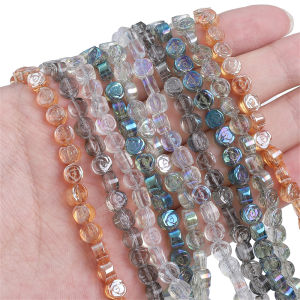 10pcs 6mm Pha lê thủy tinh hoa hồng hạt hạt đệm rời cho vòng đeo tay bông tai vòng cổ tự làm làm đồ trang sức