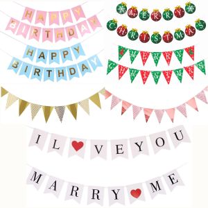 Triangle Colorful Banner Flags Letter Pull String Decoration for Festival Activity Store Setup Back to School Decorations