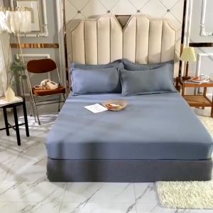 COZY Plain Bedsheet Matte BedSheet Set Fully Wrapped Pure Cotton Bed Dust Protective Cover (With Complimentary pillowcase)
