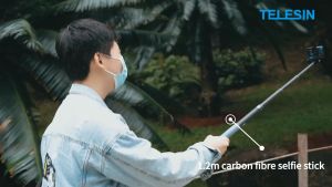 TELESIN 120cm Carbon Fiber Invisible Selfie Stick for Insta360 ONE X3 X2 RS / GoPro / DJI ACTION Camera