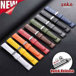 Premium Tropical FKM Rubber Straps 20mm 22mm Quick Release Fit Flat End Universal Watch Strap Soft Silicone Smartwatch Watchband