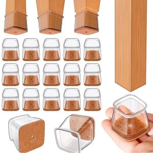 16 Chiếc Ghế Silicon Chân Tầng Bảo Vệ Sàn Gỗ Cứng Thân Thiện Với Đồ Nội Thất Miếng Lót Bọc Nỉ Đáy Ghế Vuông Mũ Lưỡi Trai
