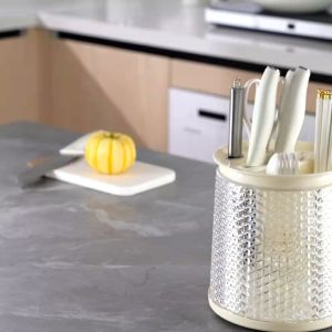 BF-C854 Tempat Sendok Garpu Sumpit Pisau Cutlery Holder Dengan Tirisan / Wadah Penyimpanan Rak Putar 360° Estetik Peralatan Dapur