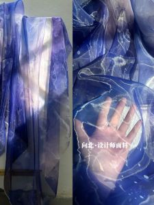 Vải Ogeen Mềm Mại Màu Xanh Tím Sao Chổi Thiết Kế Quần Áo Hanfu Tay Lớn Vải DIY Vải Thấm Hút Ẩm Vải Thấm Hút Ẩm