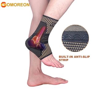 1Pcs Copper Ankle Brace Infused Compression Sleeve Support for Plantar Fasciitis Sprained Ankle Pain Relief Running