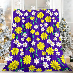 Beast Kingdom | Mint Hand Drawn Daisies All-Season Warm Fluffy Silky Holiday Bedding Blanket Breathable for Cool Summer Comfortable Nights