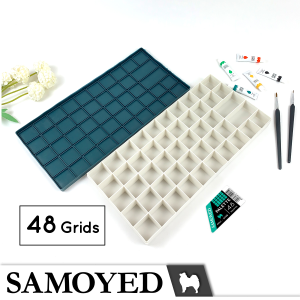 Palet Lukis / Cat 48 Sekat / Grids / Soft Rubber Lid / Cover Paint / Painting / Painters Palette / Box Samoyed PPLT-SV48