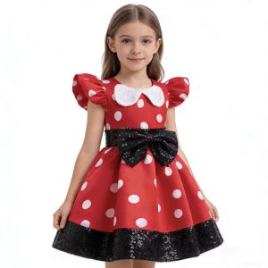 0-6 Year Old New Childrens Birthday Party Girl Princess Dress Performance Party Wave Point Girl Elegant Evening Dress Mouse Hea