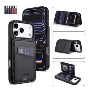 Wallet Case For iPhone 18 Pro Max 17 Air 16E 15 Plus 14 Flip Card Holder Leather Phone Case Multi Card Slots Kickstand Shockproof Protective Cover