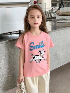 Korean Style Childrens Sporty Cotton T-Shirt Short Sleeve Fruit Pattern New Summer Kids Wear Baby Girl Clothes Casual Fit