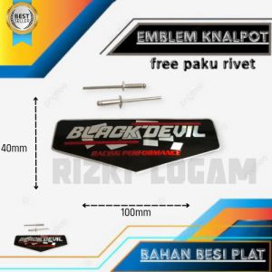 Emblem knalpot Motor merek BLACK DEVIL free paku rivet