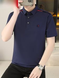 HENGYUANXIANG | Ice Silk Shirt Collar Mens Short Sleeve T-Shirt Cool Feeling Polo Shirt Standard Fit Fashion Urban Style Polyester Fiber Summer New Arrival