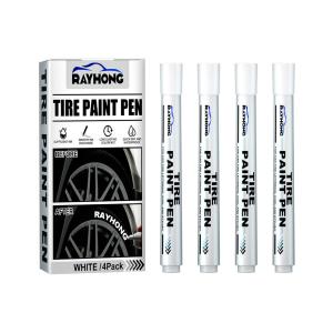 4Pcs White Waterproof Cars Wheel Tire Oily Mark Pen Auto Rubber Tyre Paint Pen Cd Metal Permanent Paint Marker Graffiti Touch Up