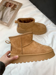 รองเท้าบูทหิมะหนา ฤดูหนาว 2025 รองเท้าบูทหิมะสั้นหนา รองเท้าบูทหิมะแบบยูนิเซ็กซ์ รองเท้าบูทหิมะแบบสวมสบายๆ รองเท้าบูทหิมะแบบมีสายรัดส้นล่าง รองเท้าบูทหิมะแบบมีหัวเข็มขัด