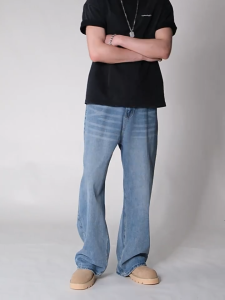 Baggy Jeans 8 สี กางเกงยีนส์ผู้ชายขากว้าง ไซลินไดรต์ พอดี คอปกปานกลางพอดีเก็บอย่างดี