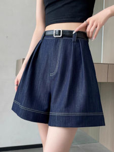 กางเกงยีนส์ผ้าไหมน้ำแข็งเอวสูงทรงหลวมสบายๆ สำหรับผู้หญิง กางเกงขาสั้นทรงหลวมสบายๆ ฤดูร้อน 2025 กางเกงขายาวทรงหลวม