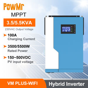 【Ready Stock】PowMr 5.5KW MPPT Hybrid Inverter 48VDC MAX Charging Current 100A Solar Charger Controller With Off Grid PV 500vdc External WiFi VM PLUS