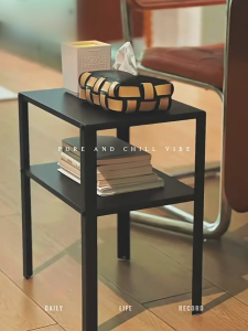 ⚡ Free Shipping ⚡ 2-story metal bedside table bedroom bookshelf living room side cabinet table