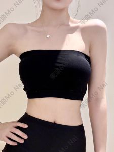 One-Piece Strapless Bra with Chest Pad Anti-Light Commuting Womens Underwear Comfortable Inner Wear Wrap Chest Tube Top Summer Thin Nylon