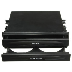 2-Layer Car Radio Pocket  Storage Box Cup Holder Stereo Radio Pocket Drink Cup Holder + Storage Box