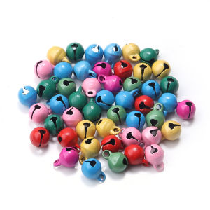 50pcs/lot Painted Color Bells Beads Round Mini Bell Ornaments for Jewlery Making DIY Bracelet Necklace Earring Decor Accessories