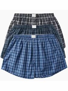 GIORDANO Men Boxers 3-Pack Contrast Color 100% Cotton Boxers Elastic Waist Button Front Relaxed Comfort Casual Boxers 01179139