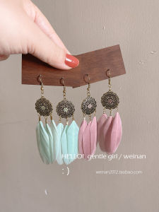 Beach Vacation Feather Mosquito Coil Ear Clip No Piercing Bohemian Long Tassel Womens Earrings Fashionable Korean Style Jewelry