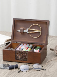 Luxury High-Quality Wooden Needlework Box Set for Wedding Gifts Sturdy Retro Wood Storage Box for Home Use Cross Stitch Tools